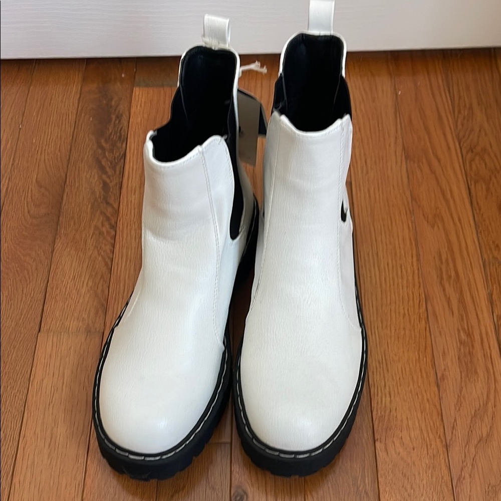 Stylish White and Black Ankle Boots